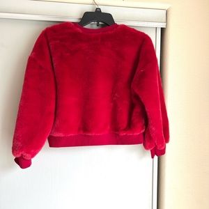 Super soft faux fur vibrant red sweater top